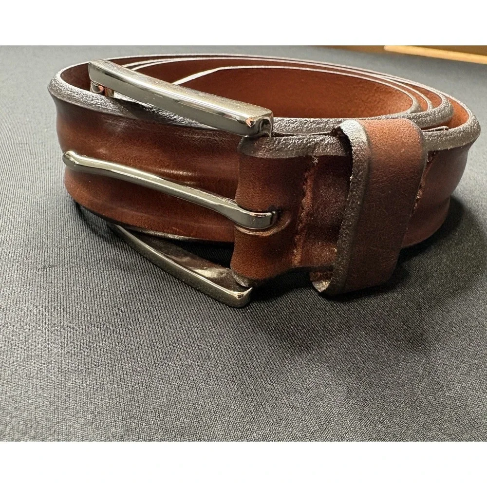 Allen Edmonds Mens Belt 107/42 Walnut Leather Solid Brass Buckle USA 67507